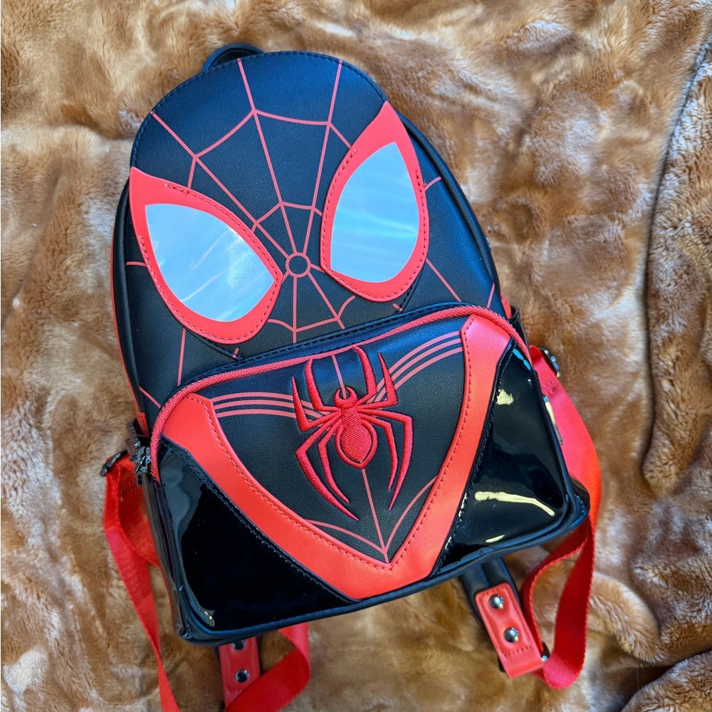 Loungefly Miles Morales Spiderman Black and Red Backpack